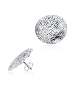 Textured Disc Circle Silver Ear Stud STS-5609